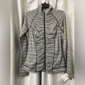NWT Victoria Secret Grey Heather Zip Up Athletic Jacket With Pockets Size Large